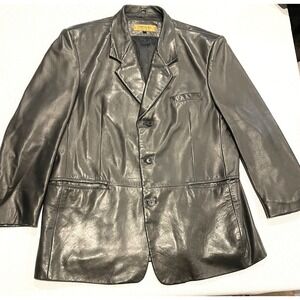 J. Madison of New York Leather Black Coat Men's Size 44R